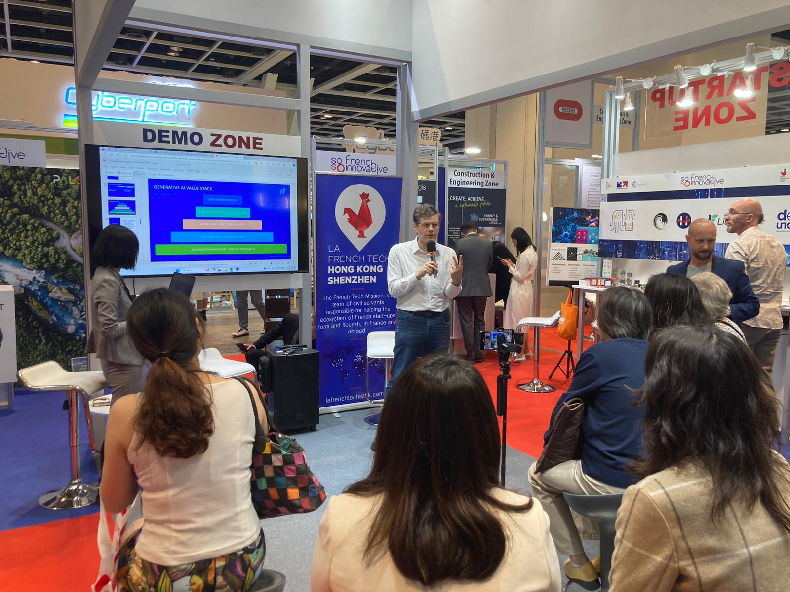 Stephane Monsallier demonstrating knowledge management solution